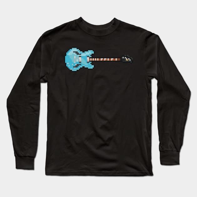 Pixel Blue Gibson DG Guitar Long Sleeve T-Shirt by gkillerb